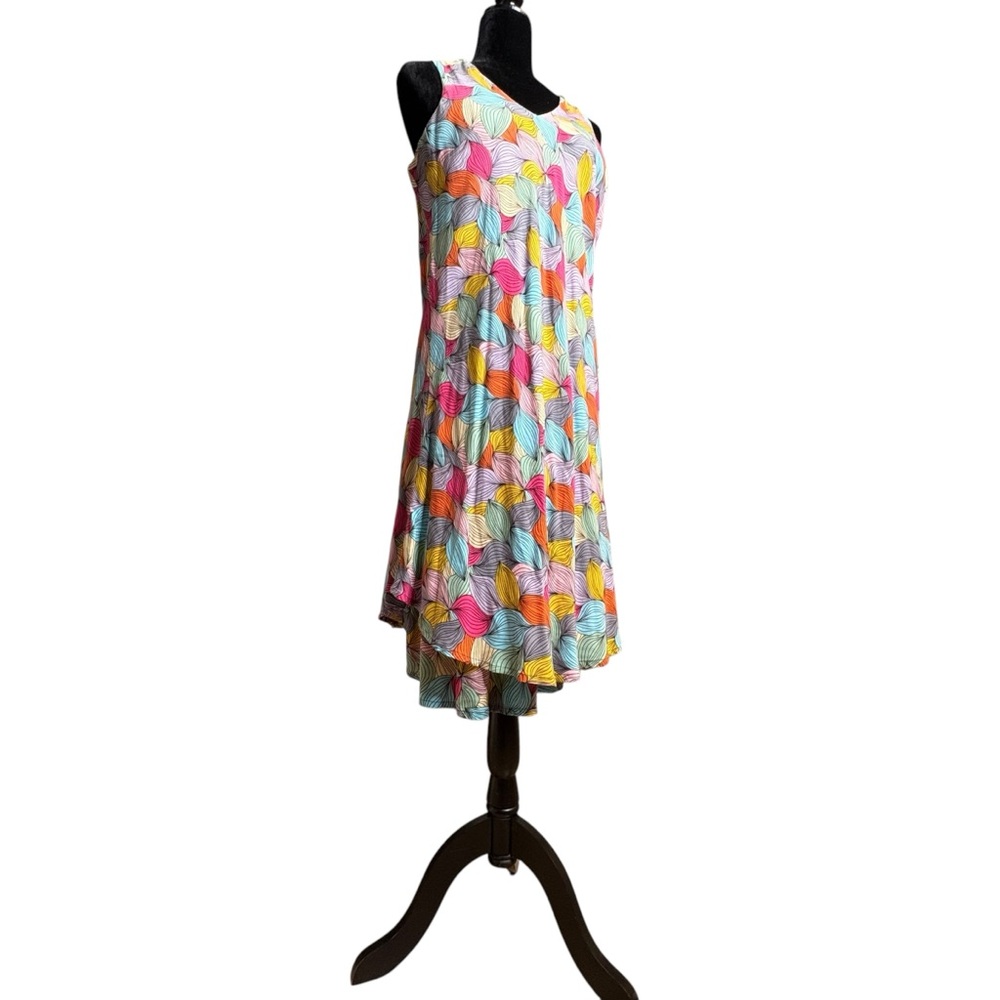 🔴Parsley & Sage Multicolor VNeck Sleeveless Asymmetrical Hem Shift Dress Large - Picture 7 of 12